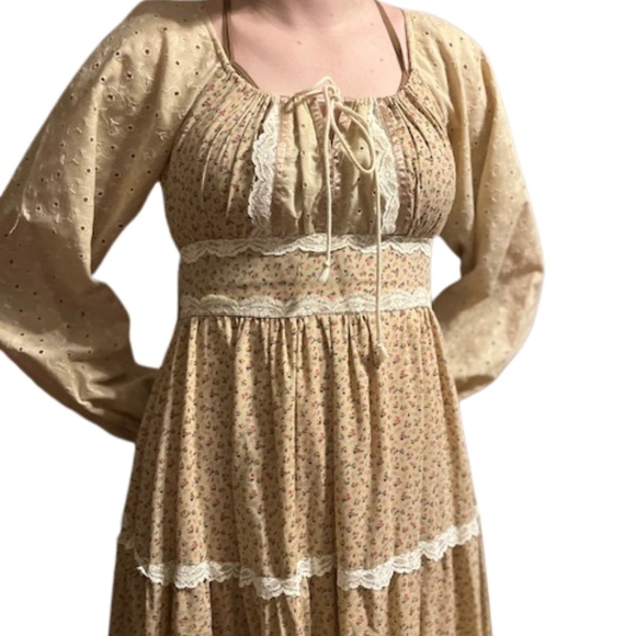 Vintage Gunne Sax Ditzy Floral Boho Prairie Dress (5) - Picture 4 of 7